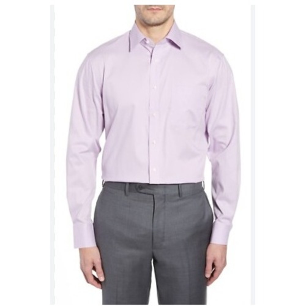 Nordstrom Men's‎ Shop Classic Fit Non Iron Dress Shirt Lavender Size 17 1/2 38